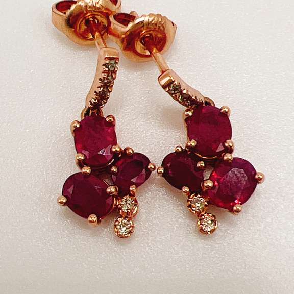 14kt Gold, Ruby, & Diamond Earrings