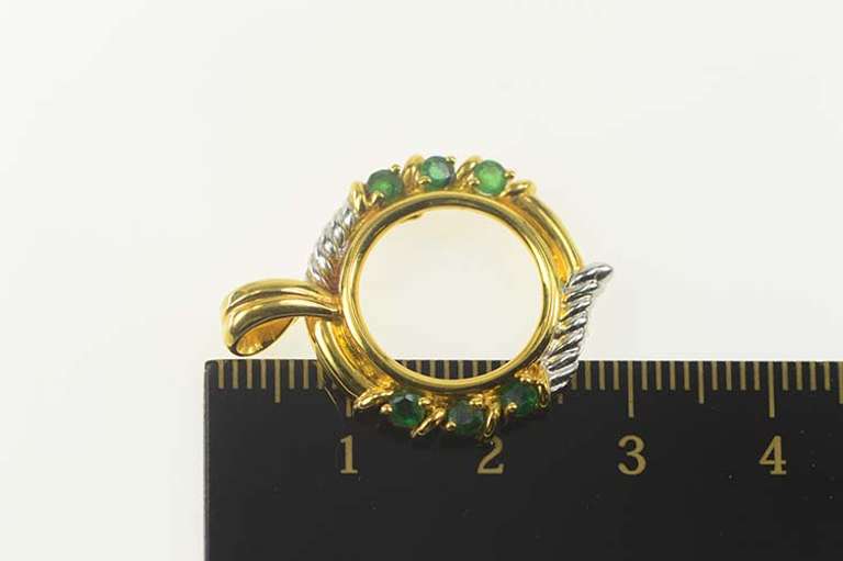 18K Yellow Gold Emerald 1/10th Oz Chinese Panda Coin Holder Pendant