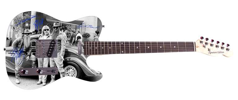 ZZ Top Autographed Facsimile Custom Graphics Guitar