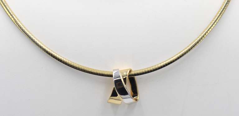 Dreamy 2 Tone Omega Chain with Slider Pendant Necklace