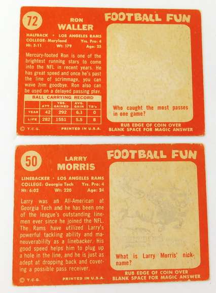 2 Topps 1958 Football Cards