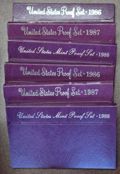 US Mint Proof Sets 2 Of Each 1986-1988 OGP.
