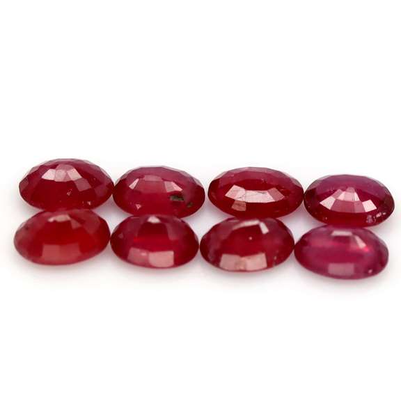 Rich 7.62ct oval cut Ruby set