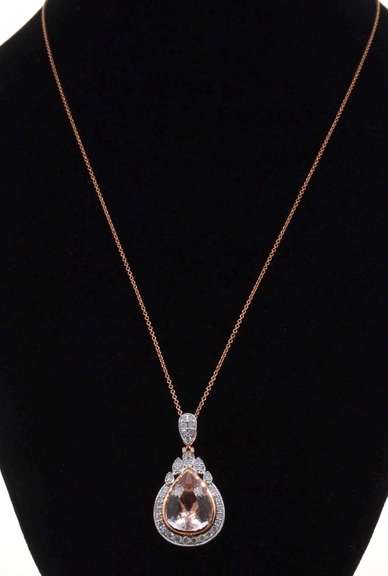 Precious Morganite and Diamond Pendant