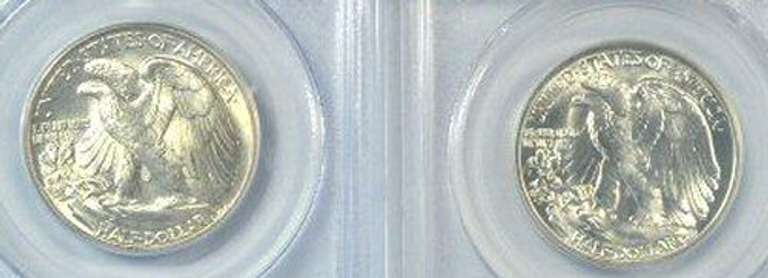 1945 & 1947 Gem BU Walking Liberty Halves. PCGS MS65