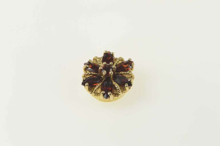 14K Yellow Gold Marquise Garnet Flower Slide Bracelet Charm/Pendant