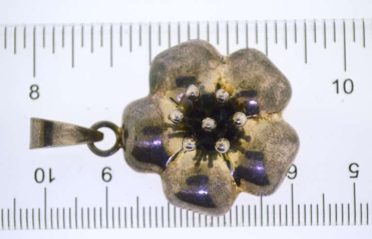 Mexico Sterling Silver Vintage Flower Pendant