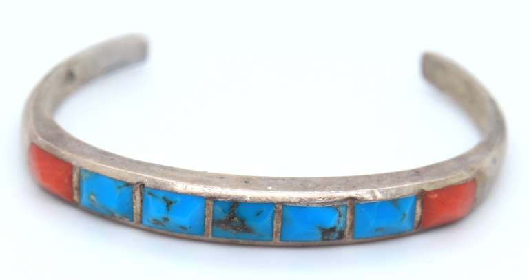 Vintage Sterling Silver Turquoise Cuff Bangle