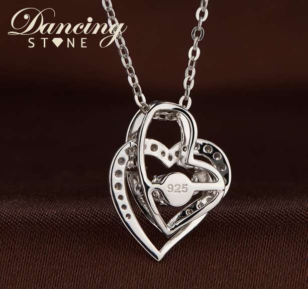 Double heart Dancing Stone Pendant