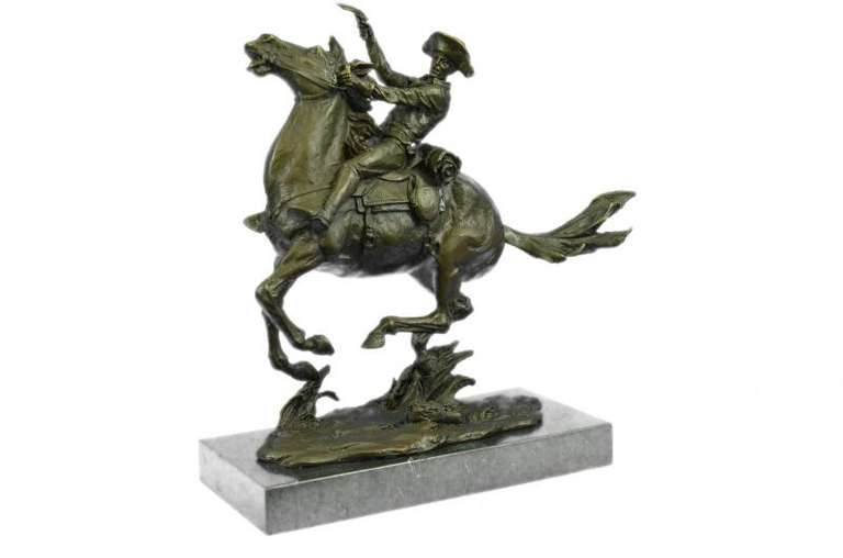 Cowboy Charges Bronze Sculpture