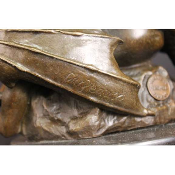 Good vs Evil Angel Striking Devil Bronze Sculpture