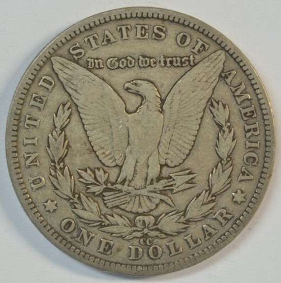 Scarce key date 1883-CC Morgan Silver Dollar. Nice circ