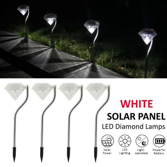 4pcs Solar Diamond Shape Lawn Lamp Outdoor