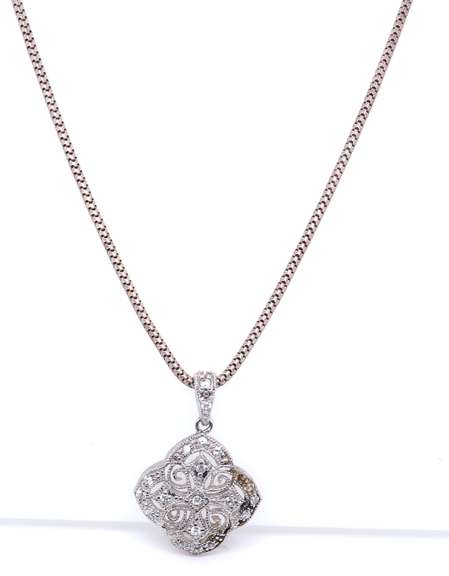 Vintage Italian Sterling Silver CZ Pendant on Chain