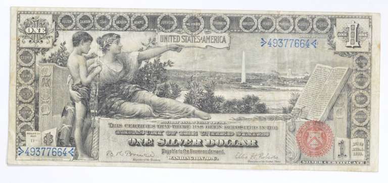 1896 United States $1 Silver Dollar - Large Note