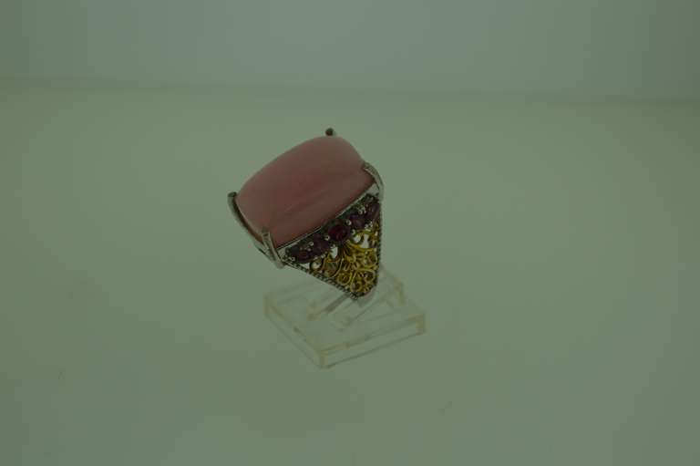 Sterling Silver Pink Stone Cocktail Ring