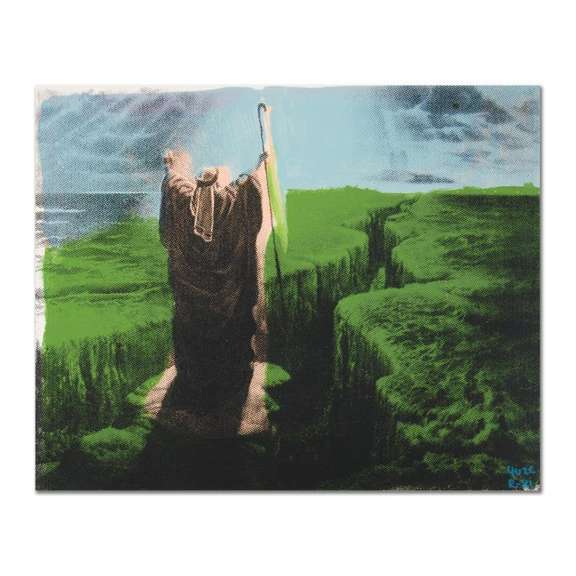Ringo (Protege of Andy Warhol's Apprentice, Steve Kaufman), "Moses" One-of-a-Kind Hand Pulled Silkscreen & Mixed Media on Canvas, Hand Signed with Certificate of Authenticity.