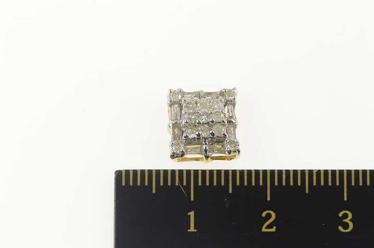 10K Yellow Gold 0.35 Ctw Diamond Square Cluster Statement Earrings