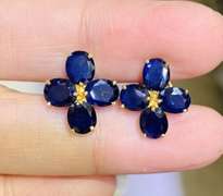 14kt Yellow Gold & Blue Sapphire Earrings