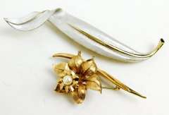 2 Vintage Signed Costume Pins