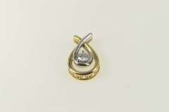 10K Yellow Gold 0.23 Ct Diamond Two Tone Loop Diamond Pendant