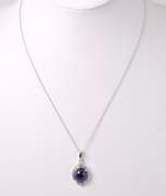 Fantastic 9.71CTS Cabochon-Cut Star Sapphire & 0.11CTW Diamond Pendant Necklace in Sterling Silver