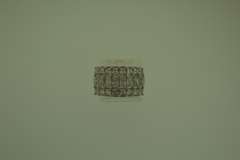 Sterling Silver Three Row Crystal Wide Ring