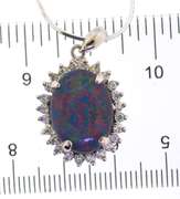 Italian Sterling Silver Ling Chain With Cluster Opal Glass Pendant