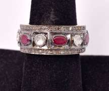 Dazzling  0.85CTW Diamond & Ruby Ring in Gold Plated Sterling Silver