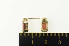10K Yellow Gold Emerald Cut Garnet Diamond Accent Stud Earrings