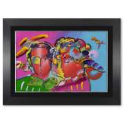 Peter Max, "Zero in Love" Framed One-Of-A-Kind Acrylic Mixed Media (46" x 34"), Hand Signed with Letter of Authenticity.