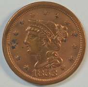 Mint condition 1853 Braided Hair Large Cent. Cleaned.