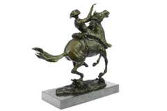 Cowboy Charges Bronze Sculpture