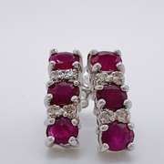 14kt Gold, Ruby, & Diamond Earrings