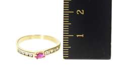 10K Yellow Gold Marquise Syn. Ruby Diamond Wavy Band Ring