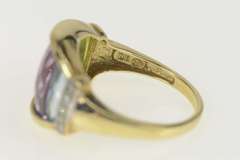 10K Yellow Gold Faceted Rainbow Diamond Statement Band Ring