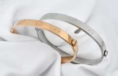 Set of White and Rose 14k Slave Bracelets
