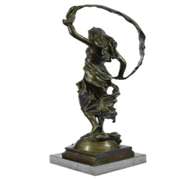 Beauty Ribbon Dancer Bronze Sculpture on Marble Base Statue