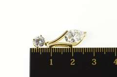 14K Yellow Gold Round & Pear CZ Drop Dangle Statement Pendant
