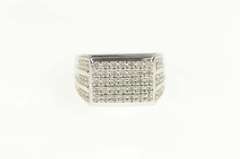 14K White Gold 0.66 Ctw Pave Diamond Squared Men's Ring