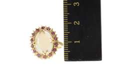 18K Yellow Gold Victorian Natural Opal Ruby Halo Statement Ring
