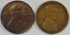 Original Uncirculated 1915-D & Choice XF 1924-S Lincoln Cent