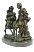 Flight into Egypt Biblical Event Holly Family Bronze Sculpture