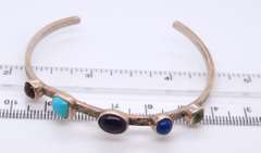 Lot of 2 Vintage Sterling Silver Gemstone Cuff Bangles
