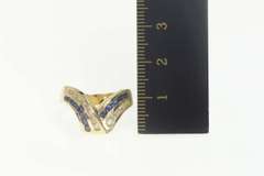 14K Yellow Gold 0.50 Ctw Diamond Sapphire Wave Twist Band Ring