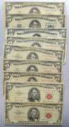 9 Red & Blue Seal $5 Notes Including Stars