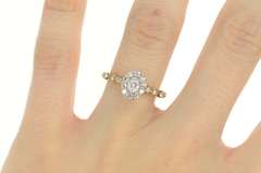 14K Yellow Gold 0.75 Ct Oval Diamond Halo Engagement Ring