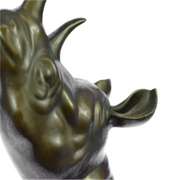 African Rhino Wall Mount Bronze Statue