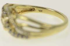 10K Yellow Gold White & Black Diamond Wavy Statement Band Ring
