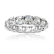 Sterling Silver Princess-Cut CZ Eternity Wedding Band Ring